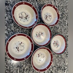 Set of 6~ Royal Seasons Snowman Christmas Coupe Cereal Bowl Holiday Snowmen
